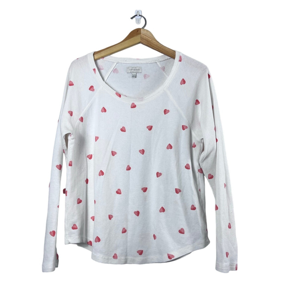 Lucky Brand White Blouse with Pink Hearts